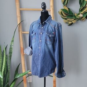 Jean's West Men's Blue Denim Shirt